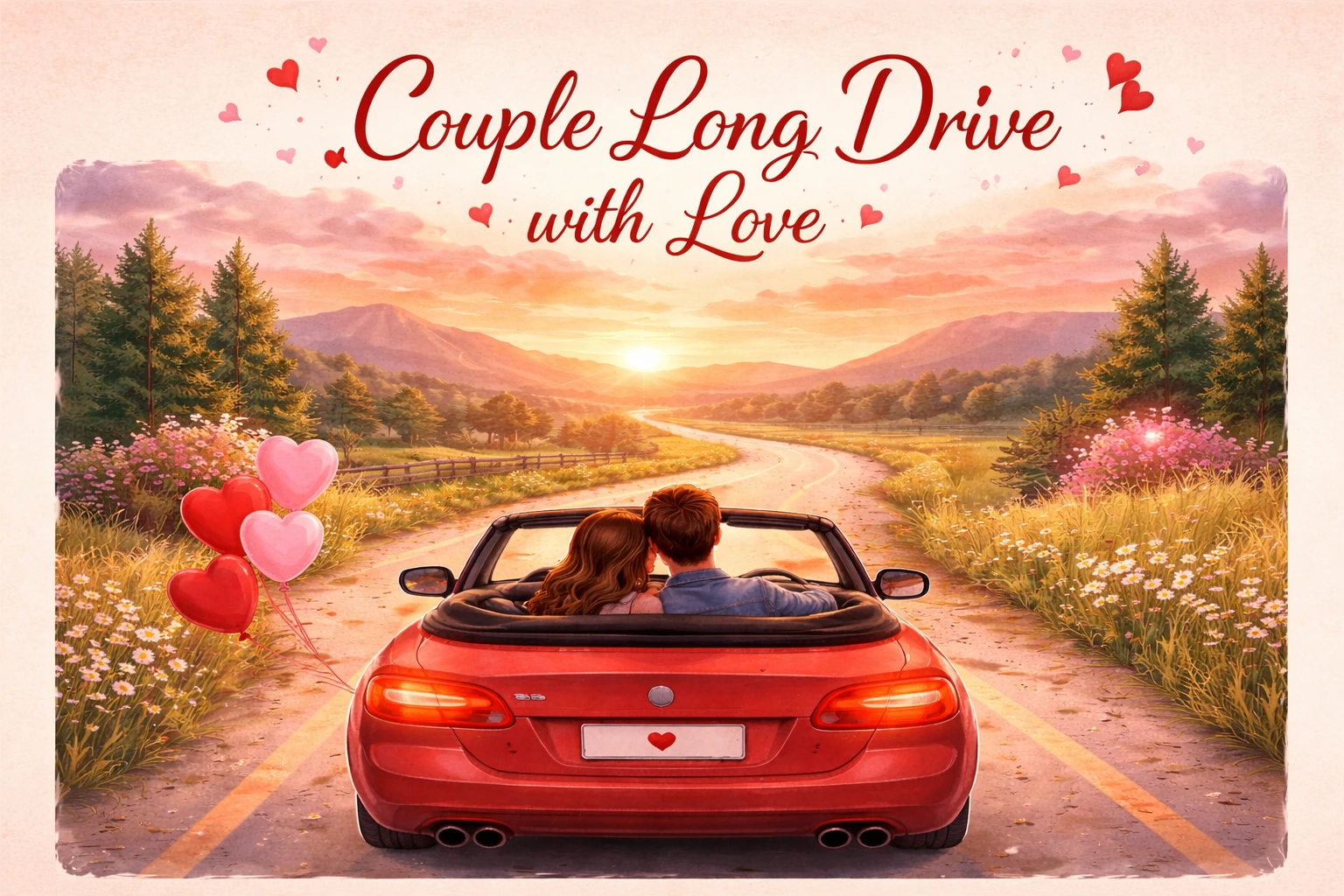 Couple Long Drive with Love Quotes